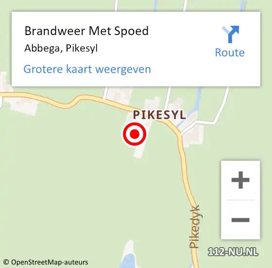 Locatie op kaart van de 112 melding: Brandweer Met Spoed Naar Abbega, Pikesyl op 11 oktober 2014 10:52