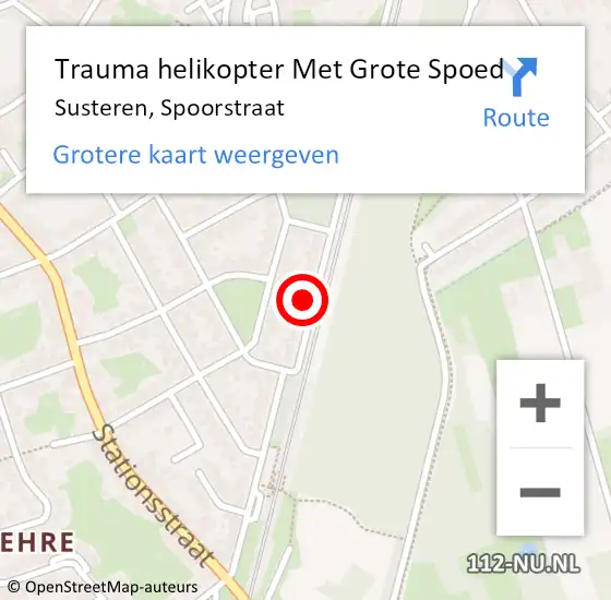 Locatie op kaart van de 112 melding: Trauma helikopter Met Grote Spoed Naar Susteren, Spoorstraat op 30 juni 2024 08:45