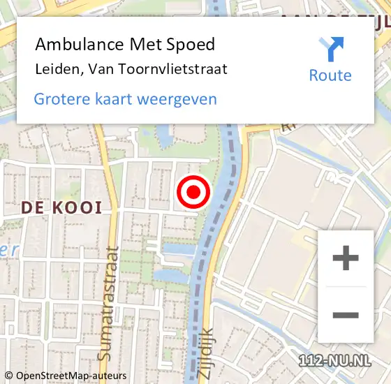 Locatie op kaart van de 112 melding: Ambulance Met Spoed Naar Leiden, Van Toornvlietstraat op 30 juni 2024 08:45