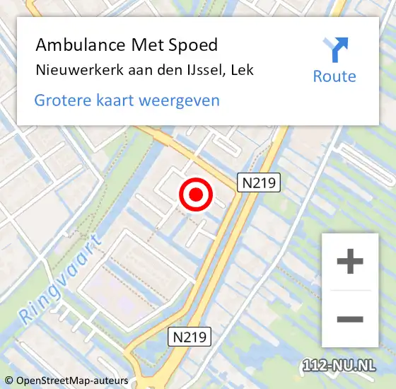 Locatie op kaart van de 112 melding: Ambulance Met Spoed Naar Nieuwerkerk aan den IJssel, Lek op 30 juni 2024 09:02