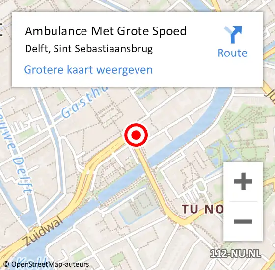 Locatie op kaart van de 112 melding: Ambulance Met Grote Spoed Naar Delft, Sint Sebastiaansbrug op 30 juni 2024 09:13