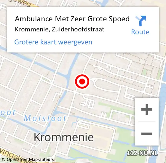 Locatie op kaart van de 112 melding: Ambulance Met Zeer Grote Spoed Naar Krommenie, Zuiderhoofdstraat op 30 juni 2024 09:27