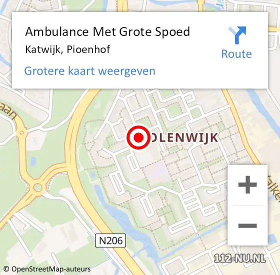 Locatie op kaart van de 112 melding: Ambulance Met Grote Spoed Naar Katwijk, Pioenhof op 30 juni 2024 09:42