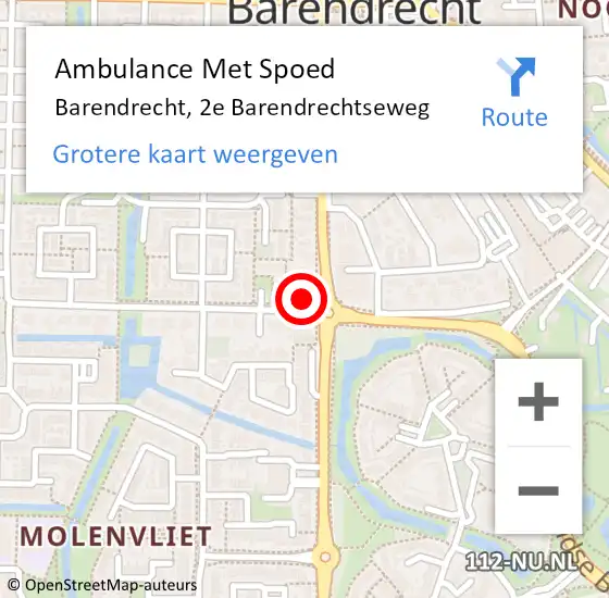 Locatie op kaart van de 112 melding: Ambulance Met Spoed Naar Barendrecht, 2e Barendrechtseweg op 30 juni 2024 09:42