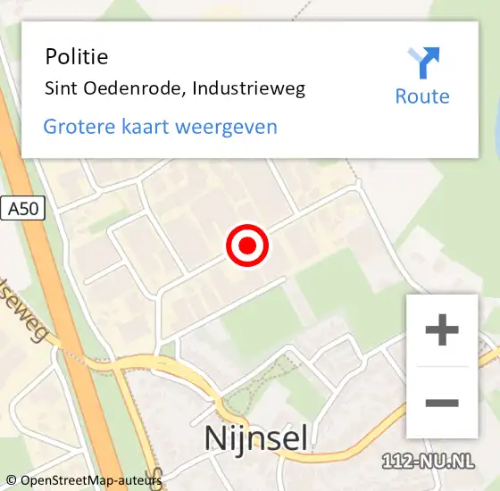 Locatie op kaart van de 112 melding: Politie Sint Oedenrode, Industrieweg op 30 juni 2024 09:46