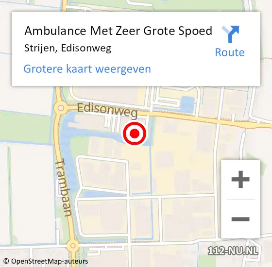 Locatie op kaart van de 112 melding: Ambulance Met Zeer Grote Spoed Naar Strijen, Edisonweg op 30 juni 2024 10:23