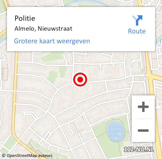 Locatie op kaart van de 112 melding: Politie Almelo, Nieuwstraat op 30 juni 2024 10:34