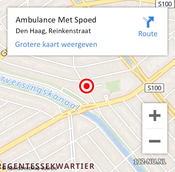 Locatie op kaart van de 112 melding: Ambulance Met Spoed Naar Den Haag, Reinkenstraat op 30 juni 2024 10:37