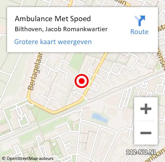 Locatie op kaart van de 112 melding: Ambulance Met Spoed Naar Bilthoven, Jacob Romankwartier op 11 oktober 2014 11:04