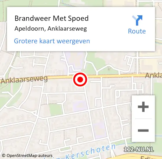 Locatie op kaart van de 112 melding: Brandweer Met Spoed Naar Apeldoorn, Anklaarseweg op 30 juni 2024 11:01