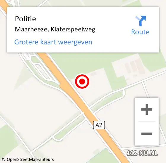 Locatie op kaart van de 112 melding: Politie Maarheeze, Klaterspeelweg op 30 juni 2024 11:45