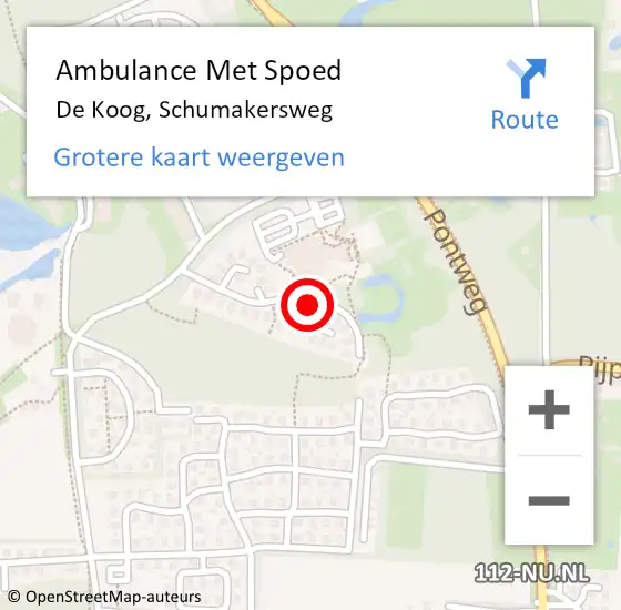 Locatie op kaart van de 112 melding: Ambulance Met Spoed Naar De Koog, Schumakersweg op 30 juni 2024 11:50