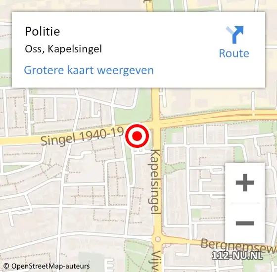 Locatie op kaart van de 112 melding: Politie Oss, Kapelsingel op 30 juni 2024 12:48