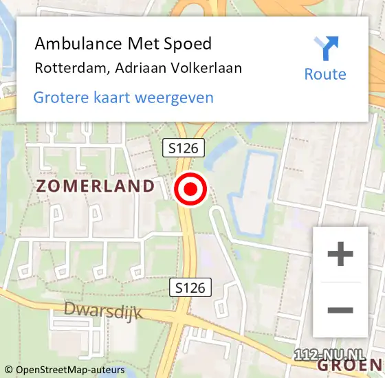 Locatie op kaart van de 112 melding: Ambulance Met Spoed Naar Rotterdam, Adriaan Volkerlaan op 30 juni 2024 12:58