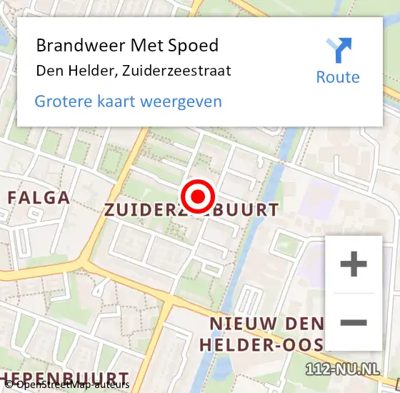 Locatie op kaart van de 112 melding: Brandweer Met Spoed Naar Den Helder, Zuiderzeestraat op 30 juni 2024 13:09