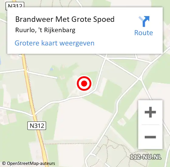 Locatie op kaart van de 112 melding: Brandweer Met Grote Spoed Naar Ruurlo, 't Rijkenbarg op 30 juni 2024 13:13