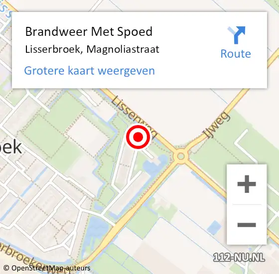 Locatie op kaart van de 112 melding: Brandweer Met Spoed Naar Lisserbroek, Magnoliastraat op 30 juni 2024 13:15