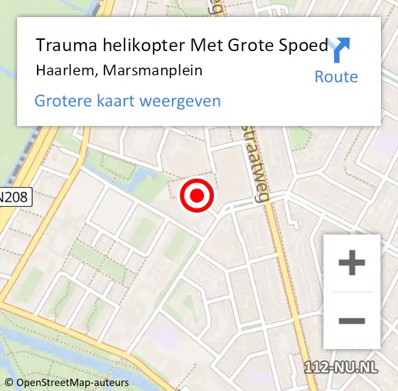 Locatie op kaart van de 112 melding: Trauma helikopter Met Grote Spoed Naar Haarlem, Marsmanplein op 30 juni 2024 13:22
