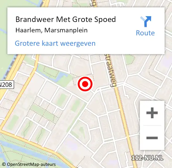 Locatie op kaart van de 112 melding: Brandweer Met Grote Spoed Naar Haarlem, Marsmanplein op 30 juni 2024 13:22
