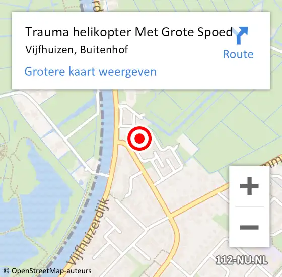 Locatie op kaart van de 112 melding: Trauma helikopter Met Grote Spoed Naar Vijfhuizen, Buitenhof op 30 juni 2024 13:24