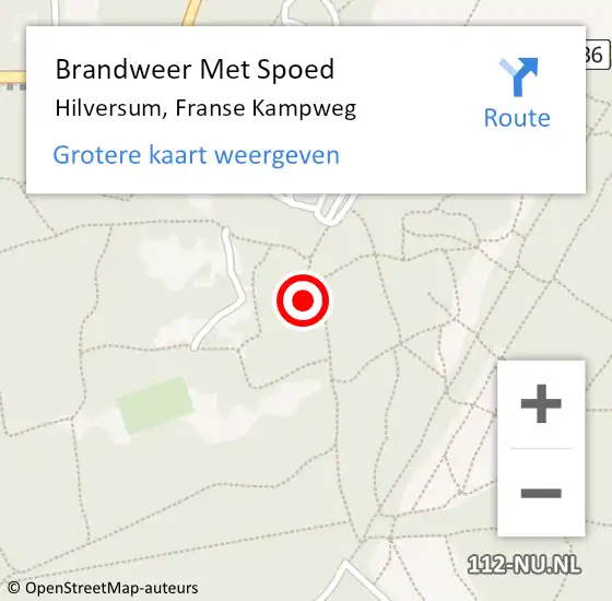 Locatie op kaart van de 112 melding: Brandweer Met Spoed Naar Hilversum, Franse Kampweg op 30 juni 2024 13:41