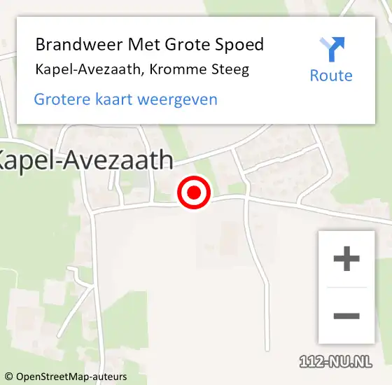 Locatie op kaart van de 112 melding: Brandweer Met Grote Spoed Naar Kapel-Avezaath, Kromme Steeg op 30 juni 2024 13:48