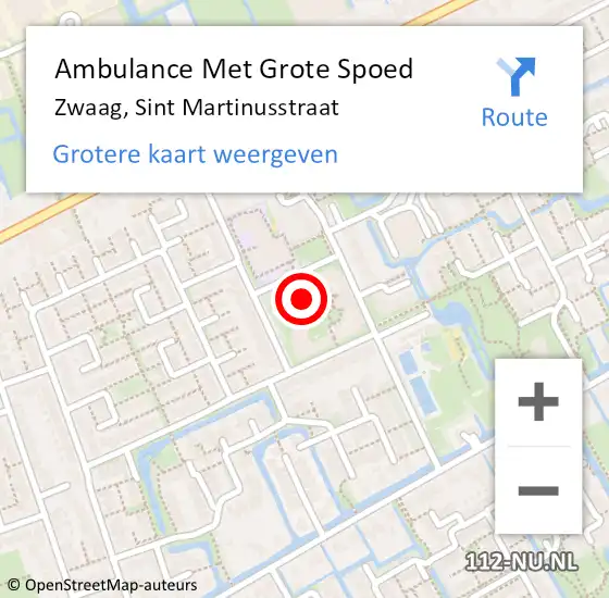 Locatie op kaart van de 112 melding: Ambulance Met Grote Spoed Naar Zwaag, Sint Martinusstraat op 30 juni 2024 13:48