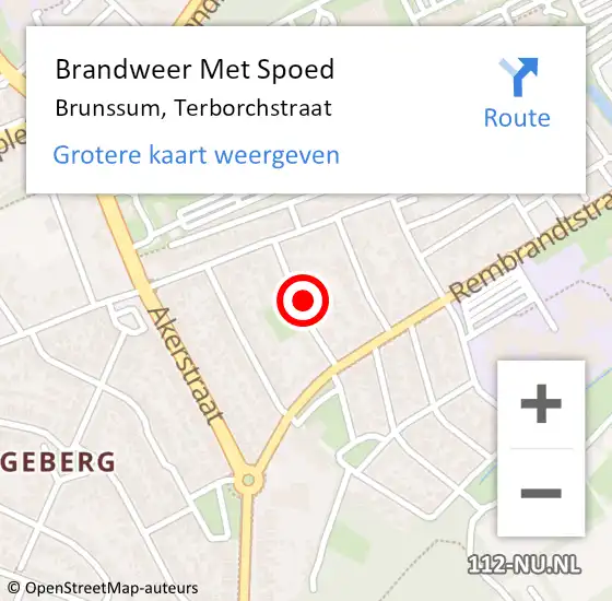 Locatie op kaart van de 112 melding: Brandweer Met Spoed Naar Brunssum, Terborchstraat op 30 juni 2024 13:57