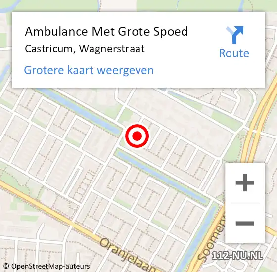 Locatie op kaart van de 112 melding: Ambulance Met Grote Spoed Naar Castricum, Wagnerstraat op 30 juni 2024 14:02