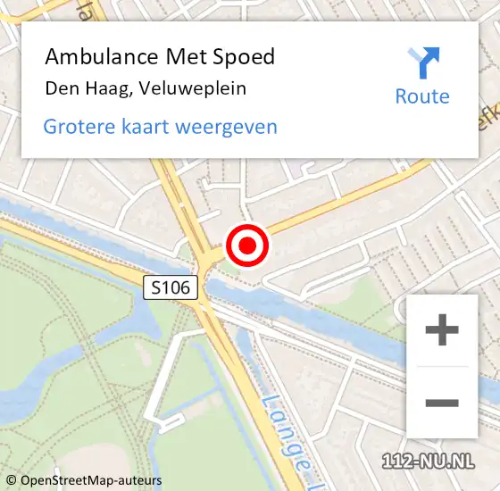 Locatie op kaart van de 112 melding: Ambulance Met Spoed Naar Den Haag, Veluweplein op 30 juni 2024 14:02