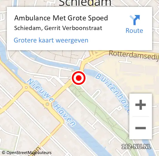 Locatie op kaart van de 112 melding: Ambulance Met Grote Spoed Naar Schiedam, Gerrit Verboonstraat op 30 juni 2024 14:08