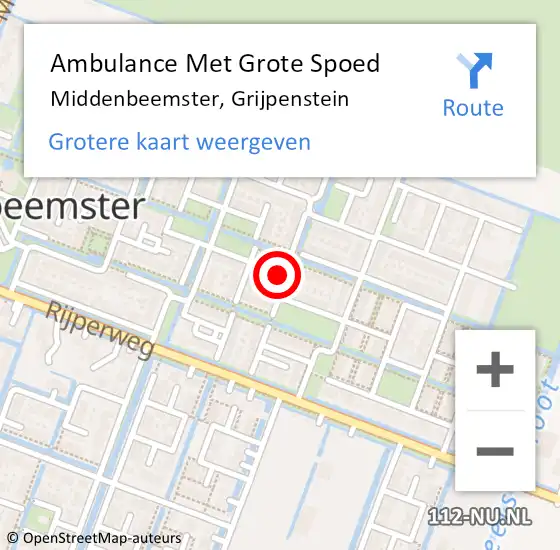 Locatie op kaart van de 112 melding: Ambulance Met Grote Spoed Naar Middenbeemster, Grijpenstein op 30 juni 2024 14:09