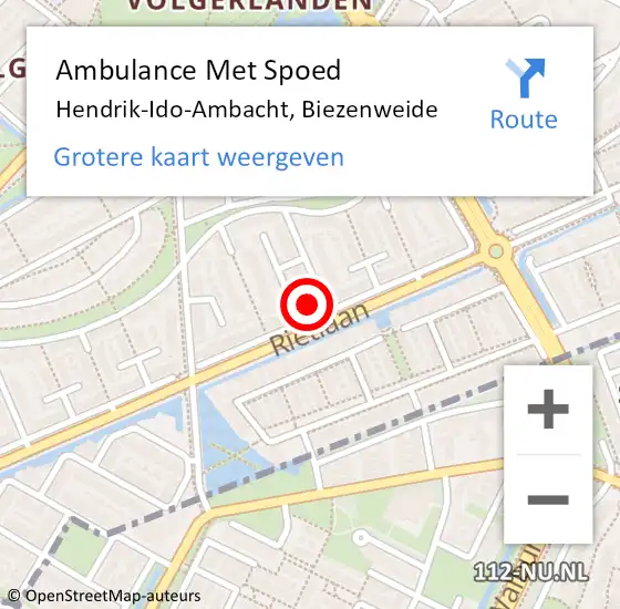 Locatie op kaart van de 112 melding: Ambulance Met Spoed Naar Hendrik-Ido-Ambacht, Biezenweide op 30 juni 2024 14:10