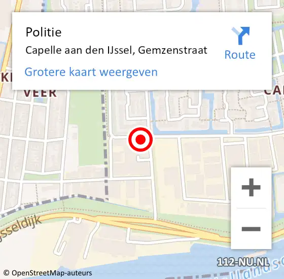 Locatie op kaart van de 112 melding: Politie Capelle aan den IJssel, Gemzenstraat op 30 juni 2024 14:10