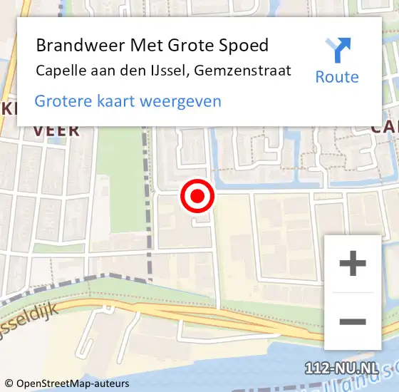 Locatie op kaart van de 112 melding: Brandweer Met Grote Spoed Naar Capelle aan den IJssel, Gemzenstraat op 30 juni 2024 14:13