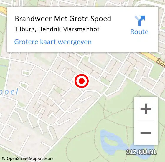 Locatie op kaart van de 112 melding: Brandweer Met Grote Spoed Naar Tilburg, Hendrik Marsmanhof op 30 juni 2024 14:17