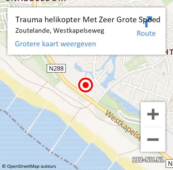 Locatie op kaart van de 112 melding: Trauma helikopter Met Zeer Grote Spoed Naar Zoutelande, Westkapelseweg op 30 juni 2024 14:19