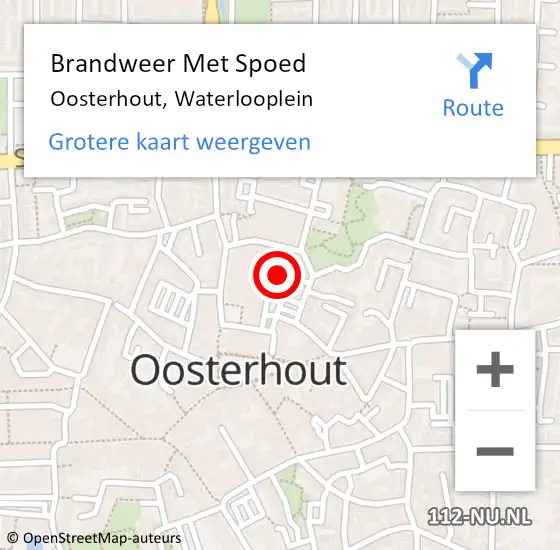 Locatie op kaart van de 112 melding: Brandweer Met Spoed Naar Oosterhout, Waterlooplein op 30 juni 2024 14:21