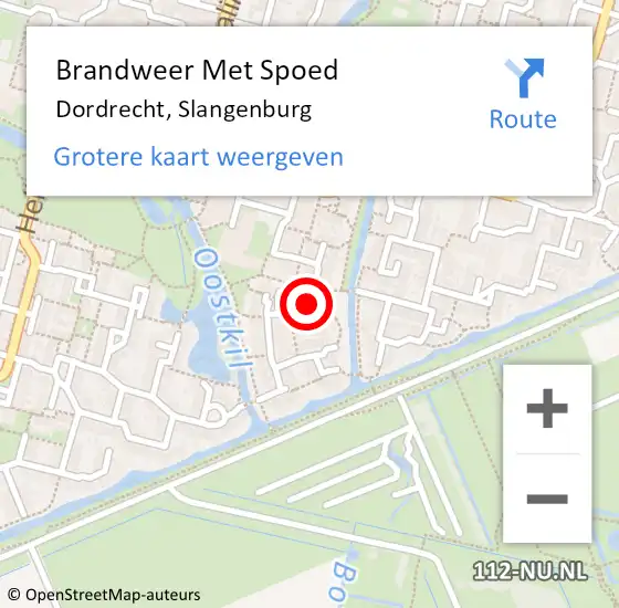 Locatie op kaart van de 112 melding: Brandweer Met Spoed Naar Dordrecht, Slangenburg op 30 juni 2024 14:46