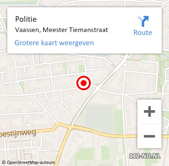 Locatie op kaart van de 112 melding: Politie Vaassen, Meester Tiemanstraat op 30 juni 2024 14:51