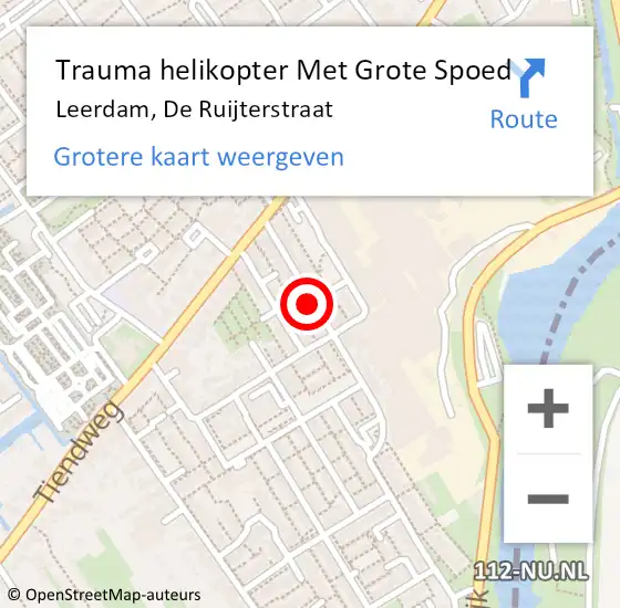 Locatie op kaart van de 112 melding: Trauma helikopter Met Grote Spoed Naar Leerdam, De Ruijterstraat op 30 juni 2024 15:02