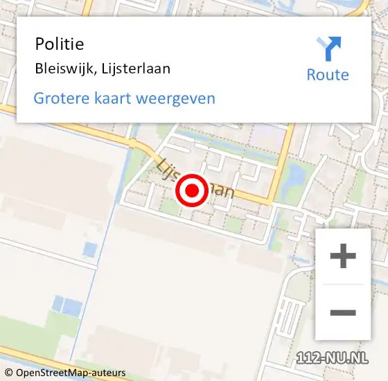 Locatie op kaart van de 112 melding: Politie Bleiswijk, Lijsterlaan op 30 juni 2024 15:06