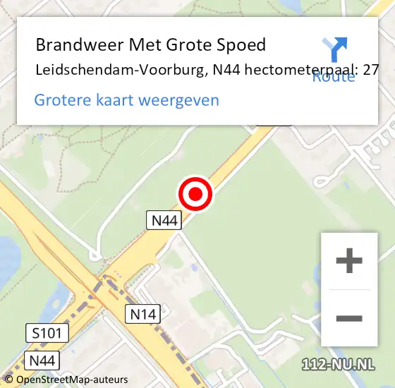 Locatie op kaart van de 112 melding: Brandweer Met Grote Spoed Naar Leidschendam-Voorburg, N44 hectometerpaal: 27 op 30 juni 2024 15:16
