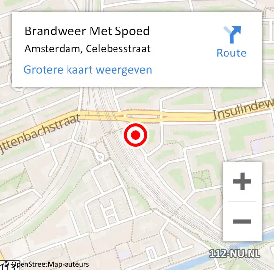 Locatie op kaart van de 112 melding: Brandweer Met Spoed Naar Amsterdam, Celebesstraat op 30 juni 2024 15:17