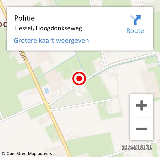 Locatie op kaart van de 112 melding: Politie Liessel, Hoogdonkseweg op 30 juni 2024 15:22