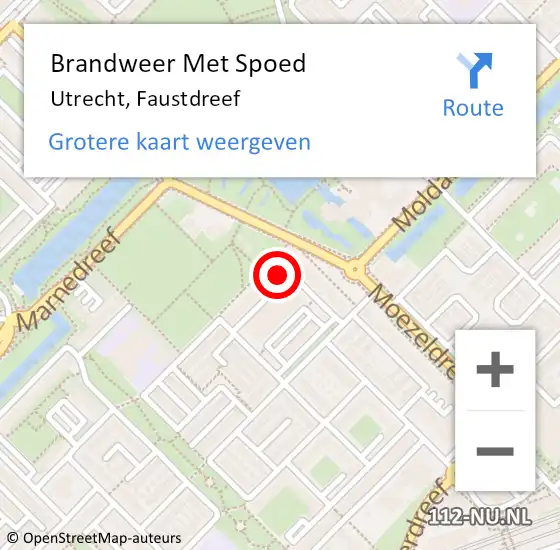 Locatie op kaart van de 112 melding: Brandweer Met Spoed Naar Utrecht, Faustdreef op 30 juni 2024 15:23