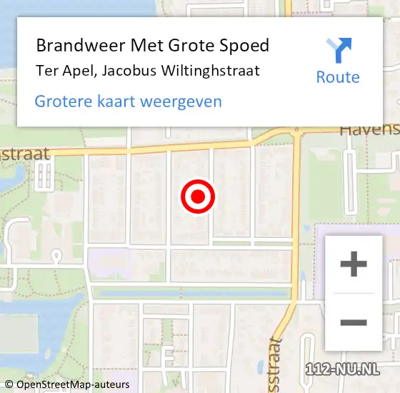 Locatie op kaart van de 112 melding: Brandweer Met Grote Spoed Naar Ter Apel, Jacobus Wiltinghstraat op 30 juni 2024 15:31