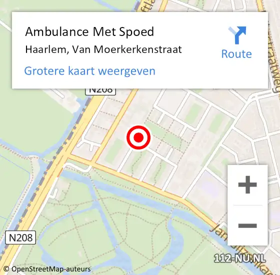 Locatie op kaart van de 112 melding: Ambulance Met Spoed Naar Haarlem, Van Moerkerkenstraat op 30 juni 2024 15:33