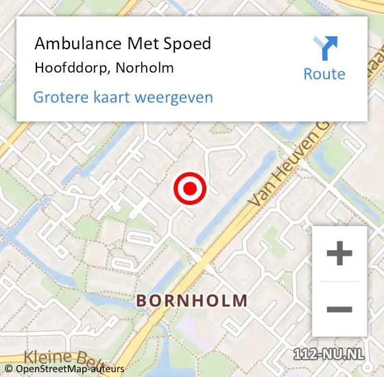 Locatie op kaart van de 112 melding: Ambulance Met Spoed Naar Hoofddorp, Norholm op 30 juni 2024 15:39