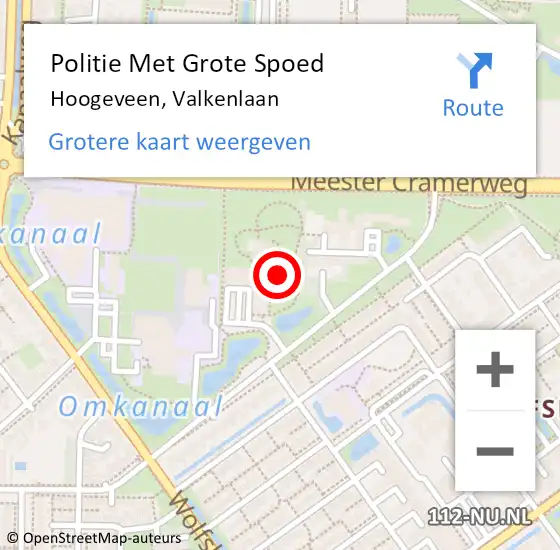 Locatie op kaart van de 112 melding: Politie Met Grote Spoed Naar Hoogeveen, Valkenlaan op 30 juni 2024 15:41